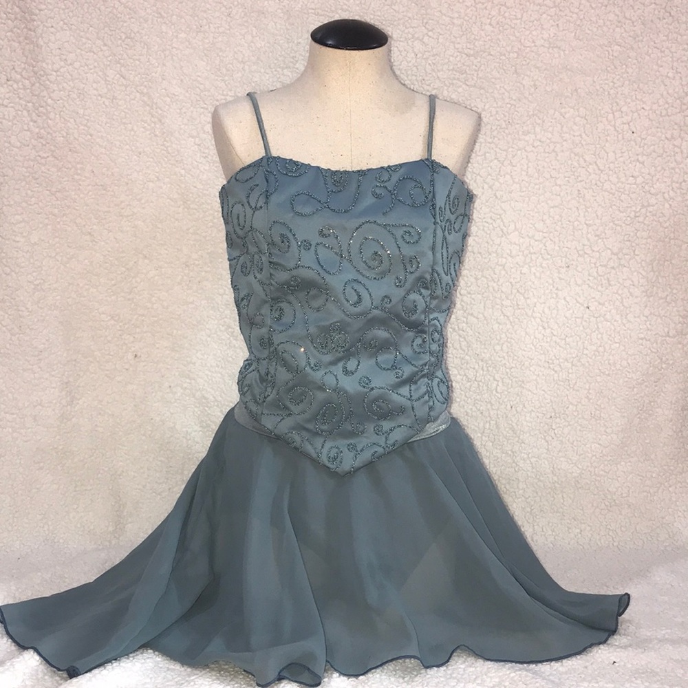 Vintage Blue Beaded Dance Two Piece Dress/Costume